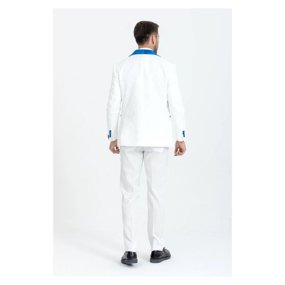 Derman Luxury Floral Textured Velvet Collar 3 Piece Tuxedo - Picture 4 of 7